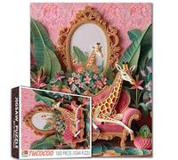 Puzzle da 1000 pezzi per adulti giraffa lounge puzzle botanico tropicale rosa camera arte impegnativa puzzle estetico regalo decorazione per la casa 68 x 50 cm grande puzzle per rilassamento esercizio