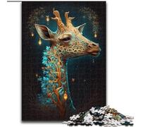 Puzzle da 1000 pezzi per adulti, Giraffa magica in legno, perfetto per regali di compleanno, Natale e Halloween, 50x75cm, decorazione artistica fai da te, regalo di compleanno perfetto