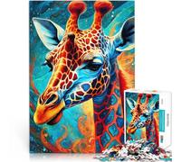 Puzzle da 1000 pezzi per adulti Giraffa mistica al neon per il giocattolo di sfida del gioco educativo Migliorare l'amore tra le coppie 38x26cm