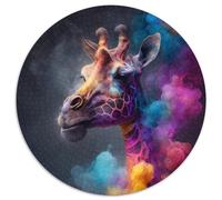 Puzzle da 1000 pezzi per adulti Giraffa Nebulosa Puzzle rotondi da 1000 pezzi per adulti Rompicapo e decorazione per la casa, regalo perfetto per le vacanze 67,5x67,5 cm