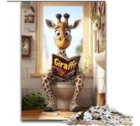Puzzle da 1000 pezzi per adulti Giraffa sul water Puzzle per adulti da 1000 pezzi Rompicapo impegnativo per adolescenti, divertimento per famiglie, regalo fai da te per la casa (dimensioni 50x75cm)