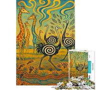 Puzzle da 1000 pezzi per adulti Giraffe e struzzi in un paesaggio africano Puzzle per adulti giochi rilassanti analisi e logica attività divertenti da fare a casa (dimensioni 38x52cm)