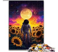 Puzzle da 1000 pezzi per adulti Girasole Astronauta, gioco stimolante e gioco per famiglie con pezzi completamente interconnessi di forma casuale (dimensioni 50x75cm)
