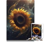 Puzzle da 1000 pezzi per adulti Girasole Buco nero Spazio Accogliente e rilassante Divertimento per il tempo libero Senza cuciture Alta precisione Giocattolo Dimensioni 38x26cm