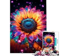 Puzzle da 1000 pezzi per adulti Girasole cosmico color oro neon gioco per famiglie regalo di compleanno compleanno e Natale (dimensioni 38x52cm)