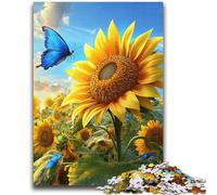 Puzzle da 1000 pezzi per adulti Girasole Farfalla Antistress Sfida difficile Adatto per la decorazione della scrivania 50x75cm