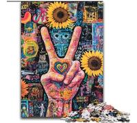 Puzzle da 1000 pezzi per adulti, Girasole, Gesto di Ciao, Puzzle in legno 50X75cm, Decorazione fai da te, Sfida del cervello, per adulti, famiglia, regalo di Natale