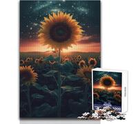 Puzzle da 1000 pezzi per adulti Girasole Terra Spazio Rilassante e calmante Hobby da interno Perfetto Giocattolo per il tempo libero Dimensioni 38x52cm