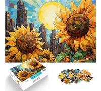 Puzzle da 1000 pezzi per adulti Girasoli davanti alla città Giochi educativi Decorazione della casa Collezione di artisti, Belle arti 38x26cm