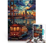 Puzzle da 1000 pezzi per adulti Giro notturno di San Francisco Fatto di carta，per età 14+ Gioco di famiglia per e Grande regalo。misurare：38x52cm/14.96x20.47pollice