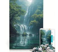 Puzzle da 1000 pezzi per adulti giungla con cascata gioco per famiglie rilassante e stimolante per la mente collezione d'artista belle arti 38x52cm