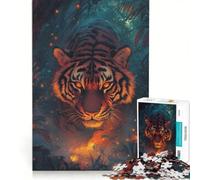 Puzzle da 1000 pezzi per adulti Giungla Tigre e Braci Gioco rilassante divertente e spiritoso ideale come regalo 50x75cm