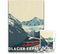 Puzzle da 1000 pezzi per adulti Glacier Express Svizzera, gioco educativo per famiglie, ma anche divertente e umoristico, regalo di compleanno, dimensioni 38x52cm