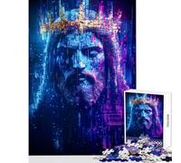 Puzzle da 1000 pezzi per adulti Glitch Jesus con corona Puzzle da 1000 pezzi Gioco impossibile Ottimo regalo per gli amanti dei giochi Migliora la memoria (38x52cm)