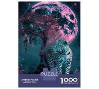 Puzzle Da 1000 Pezzi Per Adulti Glowing Moon Leopard Wall Art Print Puzzle Per Adulti Gioco Per Famiglie Decorazione Per La Casa Regali Di Compleanno E Unici 38x26cm/1000pcs