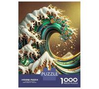Puzzle Da 1000 Pezzi Per Adulti Gold Great Wave Abstract Puzzle Per Adulti Gioco Rompicapo Analisi E Logica Per È Ideale Come Regalo 38x26cm/1000pcs