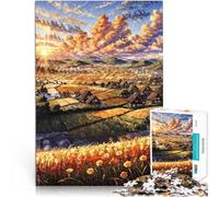 Puzzle da 1000 pezzi per adulti Golden Harvest - Villaggio tranquillo al tramonto Assemblaggio del modello Decorazione d'arte per la casa 75x50cm