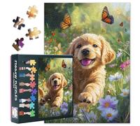Puzzle da 1000 pezzi per adulti - Golden Retrieve cucciolo nel campo dei fiori (70 x 50 cm), simpatico cane puzzle sofisticato, gioco per la famiglia (regalo per la decorazione della casa)