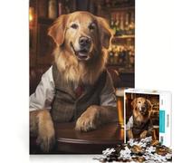 Puzzle da 1000 pezzi per adulti, Golden Retriever al bar, gioco impossibile, analisi e logica, per rafforzare l'amore tra le coppie 38x26cm