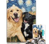 Puzzle da 1000 pezzi per adulti Golden Retriever e Labrador, giocattoli educativi per l'apprendimento, giochi per famiglie, migliorano l'amore tra coppie, 38x26cm