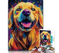 Puzzle da 1000 pezzi per adulti, Golden Retriever felice, gioco intellettuale con pezzi completamente interconnessi di forma casuale, per bambini dai 14 anni in su, 38x26cm