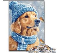 Puzzle da 1000 pezzi per adulti, Golden Retriever in inverno, puzzle per adulti, rompicapo fai da te da 1000 pezzi, gioco interattivo per famiglie (dimensioni 50x75cm)