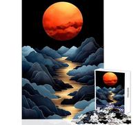 Puzzle da 1000 pezzi per adulti Golden River Red Moon Giocattoli antistress Idee regalo per gioco educativo Decompressione intellettuale Dimensioni 38x52cm