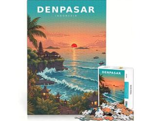 Puzzle da 1000 pezzi per adulti Golden Sunset Over Bali Island | Una sfida difficile: giocattoli per la decorazione della casa regali unici per compleanni e Natale. 75x50cm