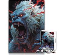 Puzzle da 1000 pezzi per adulti, gorilla albino arrabbiato con accenti rossi, giochi educativi, antistress, regalo per compleanni, dimensioni 38x52cm