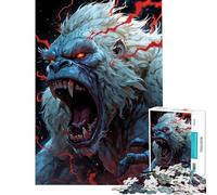 Puzzle da 1000 pezzi per adulti Gorilla albino arrabbiato con dettagli rossi Divertente attività da fare in casa rompicapo per passare il tempo durante le vacanze adatto a persone dai 14 anni in su