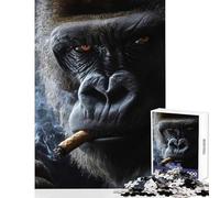 Puzzle da 1000 pezzi per adulti gorilla che fuma un sigaro giocattolo decorazione da parete opera d'arte regalo gioco pratico collezione di artisti belle arti dimensioni 50x75cm
