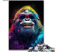 Puzzle da 1000 pezzi per adulti,gorilla colorati con occhiali,in legno,regalo per uomini e donne,attività coinvolgente per serate di gioco,50x75cm,per tutti i giorni e per occasioni speciali