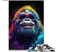 Puzzle da 1000 pezzi per adulti, gorilla colorati con occhiali Puzzle in cartone, adatti per compleanni, Halloween, Ringraziamento, Pasqua 1000 pezzi(26x38cm)