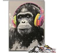 Puzzle da 1000 pezzi per adulti Gorilla con cuffie Puzzle da 1000 pezzi, regalo perfetto per l'arredamento della casa, divertimento in famiglia, età 14+ (dimensioni 26x38cm)