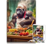 Puzzle da 1000 pezzi per adulti Gorilla Cooking Kitchen Calma e piacevole Tempo libero Avanzato Fustellato Precisione Giocattolo Dimensioni 38x52cm