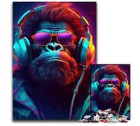 Puzzle da 1000 pezzi per adulti Gorilla Hop, puzzle in cartone per adulti e adolescenti, serata di giochi in famiglia, idea regalo stimolante per il cervello 26X38CM/10,23x14,96 pollici