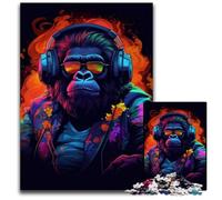 Puzzle da 1000 pezzi per adulti Gorilla Hop Puzzle in legno Rompicapo e decorazione per la casa, regalo perfetto per le feste 50x75CM/19,68x29,52 pollici