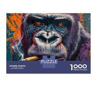 Puzzle Da 1000 Pezzi Per Adulti Gorilla Smoking Cigar Art Print Puzzle Per Adulti Giochi Rilassanti Difficili Difficili Regali Unici Per Compleanno E Natale 52x38cm/1000pcs