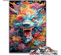 Puzzle da 1000 pezzi per adulti, graffiti colorati, drago volante in legno, per adolescenti dai 14 anni in su, decorazione per la casa 50x75cm per compleanni, feste e occasioni speciali