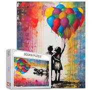 Puzzle da 1000 pezzi per adulti graffiti coppia street pop art pittura puzzle arcobaleno palloncino 1000 pezzi puzzle per impegnativo gioco di attività familiari fai da te puzzle decorazione da parete