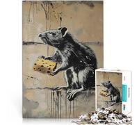 Puzzle da 1000 pezzi per adulti Graffiti di formaggio di ratto di Banksy Rompicapo per Decorazione murale Regali unici per compleanno e Natale 52x38cm
