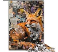 Puzzle da 1000 pezzi per adulti, graffiti di volpe in legno, perfetto come decorazione fai da te o regalo di compleanno, dimensioni 50X75cm, gioco rompicapo per adolescenti, perfetto regalo di Natale
