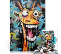 Puzzle da 1000 pezzi per adulti Graffiti StreetArt Giraffa Gioco di famiglia antistress sfida difficile è ideale come regalo per tutta la famiglia 38x26cm