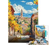 Puzzle da 1000 pezzi per adulti Granada Spagna paesaggio urbano autunnale sfida per l'intelligenza giocattolo coinvolgente gioco pratico decorazione murale idee regalo (dimensioni 38x26cm)
