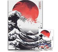 Puzzle da 1000 pezzi per adulti Grande onda, sole rosso Meraviglioso per le giornate di svago pigro Affidabile Taglio aderente Dimensioni del giocattolo 38x52cm