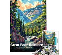 Puzzle da 1000 pezzi per adulti Grande Orso Foresta Pluviale Canada Paesaggio Arte Puzzle per adolescenti Gioco per famiglie Decorazione per la casa Difficile e stimolante (Dimensioni 38x52cm)