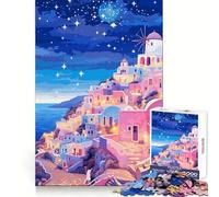 Puzzle da 1000 pezzi per adulti,Grecia,Santorini,sera,attività divertente e precisa per la mente,momento di relax,attività per il compleanno (50x75cm)