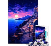 Puzzle da 1000 pezzi per adulti Grecia sera pixel art giochi rilassanti giocattoli che creano dipendenza per coltivare la pazienza regali di compleanno per divertimento in famiglia (38x26cm)