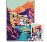 Puzzle da 1000 pezzi per adulti Grecia Villaggio mediterraneo Gioco educativo Regalo di compleanno per compleanni Dimensioni 38x26cm