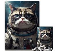 Puzzle da 1000 pezzi per adulti Grumpy Cat Space Astronauta Puzzle in cartone Rompicapo e decorazioni per la casa, regalo perfetto per le feste 26X38CM/10,23x14,96 pollici
